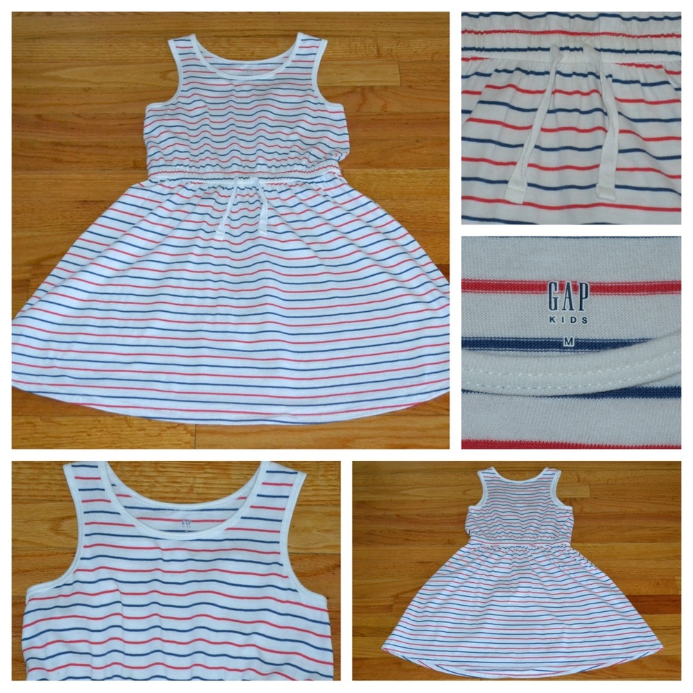 Youth girls GAP Kids red, white and blue striped dress, size M 8
